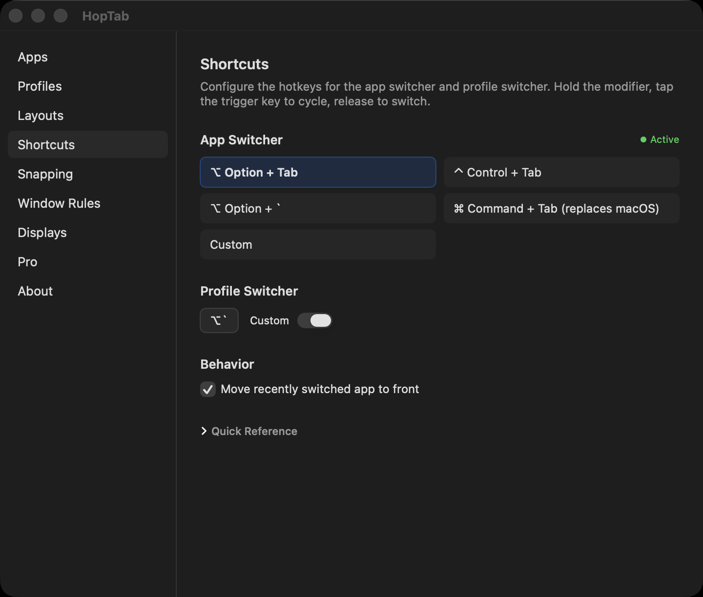 Shortcut customization